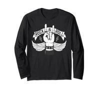Vintage Retro Style Playing Music Guitar Forever Rock N Roll Maglia a Manica