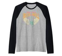 Vintage Retro Style Playing Music Guitar Forever Rock N Roll Maglia con Maniche Raglan