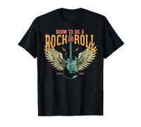 Vintage Retro Style Playing Music Guitar Forever Rock N Roll Maglietta