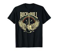 Vintage Retro Style Playing Music Guitar Forever Rock N Roll Maglietta