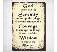Vintage Retro Style Serenity Prayer Motivational Metal Vintage Tin Sign Bar Pub Home Metal Poster Wall Art Decor Tin Sign 7.8X11.8 inch