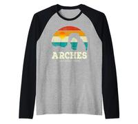 Vintage Retro Style Skyline Arches Utah Arches National Park Maglia con Maniche Raglan