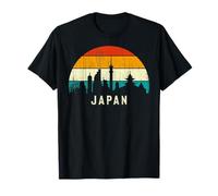 Vintage Retro Style Skyline Landscape Japanese Sunset Japan Maglietta