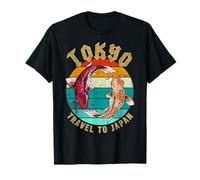 Vintage Retro Style Tokyo Travel to Japan Japanese koi Fish Maglietta