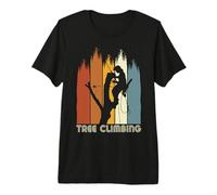 Vintage Retro Tree Climber Sunset Tree Climbing Arborist Maglietta Premium