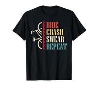 Vintage Ride Crash Swear Repeat - Funny Retro Mountain Bike Maglietta