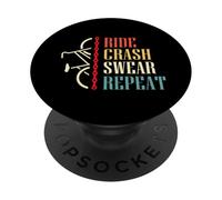 Vintage Ride Crash Swear Repeat - Funny Retro Mountain Bike PopSockets PopGrip Adesivo