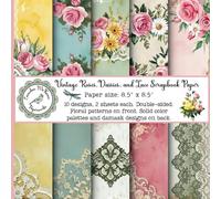 Vintage Roses, Daisies and Lace Scrapbook Paper: Craft Pad, Pastel Shabby Distressed Patterns, Flowers, Damask, Lacy Designs, Double Sided for ... Cardmaking, Spring Crafts, Gift Decorating)