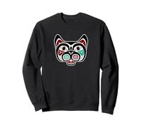 Vintage Rosso Nero Haida Cultura Nativa Kitty Cat Felpa