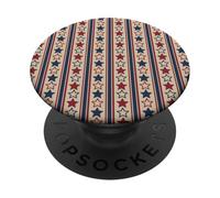 Vintage Rustico Stripe Pattern American Patriotic USA Stars PopSockets PopGrip Adesivo