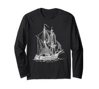 Vintage Sailboat Sailing Ship Nautical Sailor Maglia a Manica