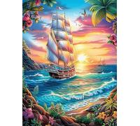 Vintage Sailing Ship at Sunset Puzzle 300 Pezzi Difficili Per Adulti Science Fiction Magical Dream Cartone Opaco Anti Riflesso Tema Astratto Per Passatempo Impegnativo Con Poster Incluso Migliore Ven