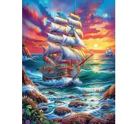 Vintage Sailing Ship at Sunset Rompicapo 500 Pezzi Leonardo Da Vinci Per Adulti Science Fiction Magical Dream Cartone Rigido Ultima Cena Per Collezione E Regalo Da Passatempo Migliore Vendita 500 PCS