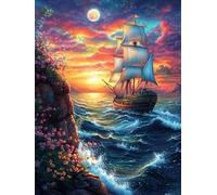 Vintage Sailing Ship on The Ocean at Sunset Puzzle 1000 Pezzi Difficoltà Estrema Cartone Spesso Tema Monocromatico Wildlife Pet Per Appassionati Di Puzzle Antistrappo Non Sbiadisce Top Vendita 1000 PC