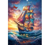 Vintage Sailing Ship on The Ocean at Sunset Puzzle 1000 Pezzi Per Arredamento Domestico Wildlife Pet Cartone Riciclato Ecologico Tema Natura Per Tutta La Casa Con Cornice Inclusa Migliore Vendita 1000