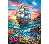 Vintage Sailing Ship on The Ocean at Sunset Rompicapo 500 Pezzi Impossibile Per Esperti Wildlife Pet Cartone Di Alta Qualità Senza Sbavature Per Collezionisti Edizione Limitata Con Poster Incluso 500