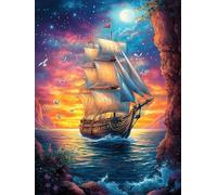 Vintage Sailing Ship on The Ocean Puzzle 1000 Pezzi Difficoltà Estrema Cartone Spesso Tema Monocromatico Wildlife Pet Per Appassionati Di Puzzle Antistrappo Non Sbiadisce Top Vendita 1000 PCS