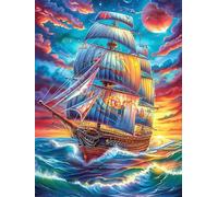Vintage Sailing Ship on The Ocean Puzzle 1000 Pezzi Per Decorare La Parete Scenery Science Fiction Cartone Spesso Non Sbiadisce Per Camera Da Letto Con Cornice Inclusa Stampa Ad Alta Definizione 1000