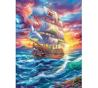 Vintage Sailing Ship on The Ocean Puzzle 300 Pezzi Per Arredamento Domestico Scenery Science Fiction Cartone Riciclato Ecologico Tema Natura Per Tutta La Casa Con Cornice Inclusa Migliore Vendita 300