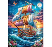 Vintage Sailing Ship on The Ocean Puzzle 500 Pezzi Completo Di Accessori Cartone Spesso Per Adulti Wildlife Pet Con Poster Colla E Busta Per Tempo Libero Antistress Qualità Premium 500 PCS