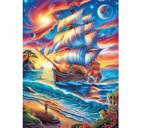 Vintage Sailing Ship on The Ocean Puzzle 500 Pezzi Multicolore Paesaggi Classici Wildlife Pet Rompicapo Sfida Difficile Impossibile Giochi Da Tavolo Familiare Regalo Natale 500 PCS