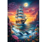 Vintage Sailing Ship Under The Moon Rompicapo 1000 Pezzi Per Appassionati Scenery Science Fiction Cartone Riciclato Ecologico Incastro Preciso Per Weekend E Vacanze Edizione Limitata Migliore Vendita