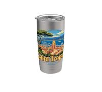 Vintage Saint Tropez Francia Viaggio Souvenir Regalo Bicchiere termico in acciaio inox doppia parete