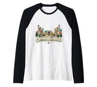 Vintage Samarcanda Uzbekistan Viaggio Souvenir Landmark Gift Maglia con Maniche Raglan