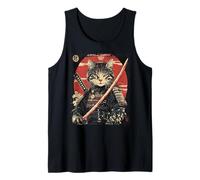 Vintage samurai gatto guerriero, giapponese anime poster art Canotta