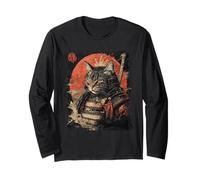 Vintage samurai gatto guerriero, giapponese anime poster art Maglia a Manica
