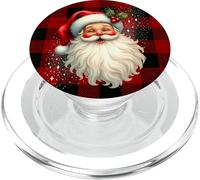 Vintage Santa Claus Rustic Red Check Christmas Holiday PopSockets PopGrip per MagSafe