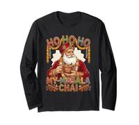 Vintage Santa Drinking Masala Chai Christmas India Men Women Maglia a Manica