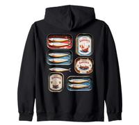 Vintage Sardine Europeo Portogallo Spagna Retro Pescatore Felpa con Cappuccio