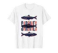 Vintage Sardine Graphic Retro Coastal Seafood Lover Maglietta