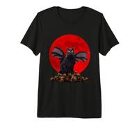 Vintage Scary Black Cat Halloween Costume And Blood Moon Maglietta Premium