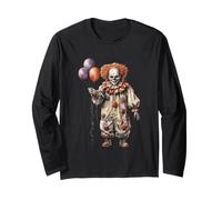 Vintage Scary Clown Spooky Balloons Maglia a Manica