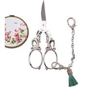 Vintage Scissors | Small Sewing & Craft Scissors | Retro European Style Crochet Scissor With Chain, DIY Tool For Art Work, Embroidery & Sewing