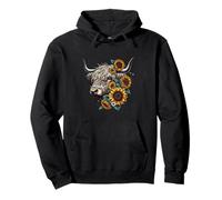 Vintage Scottish Highland Mucca Con Girasole Country Farmer Felpa con Cappuccio