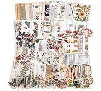 Vintage Scrapbook, 200 pezzi Vintage Natura, Adesivi Estetici Autoadesivi Journaling Fiore Naturale Pianta Fungo Adesivi Retro DIY Francobollo Decorazione Cornici