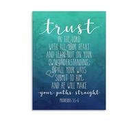 Vintage Scripture Poster Trust In The Lord Proverbs 3 5 6 Wall Art Print For Inspirational Decor Study Room Office(Framed,12x18inch(30x45cm))
