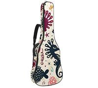 Vintage Seahorse Coppia Pesce Morbido Bass Chitarra Custodia Custodia con Gancio Posteriore Loop Electirc Chitarra Zaino Foglie Ananas Coralcm Spessore Imbottitura di Sicurezza
