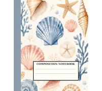 Vintage Seashells Composition Notebook College Ruled 7.5 x 9.25: Aesthetic Ocean Life Journal with 100 Lined Pages for School and Writing