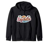 Vintage Seychelles Beach vacanze estive retrò Sun Souvenir Felpa con Cappuccio