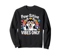 Vintage Siberian Husky Paw-sitive Vibes Solo Carino Dog Amante Felpa