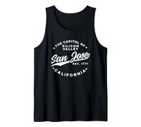 Vintage Silicon Valley San Jose California Retro USA Bianco Canotta