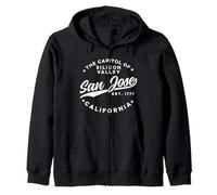 Vintage Silicon Valley San Jose California Retro USA Bianco Felpa con Cappuccio