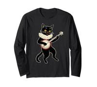 Vintage Silly Weird Cat Playing Banjo Country Cat Lover Maglia a Manica