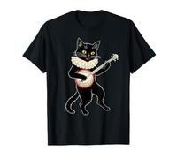 Vintage Silly Weird Cat Playing Banjo Country Cat Lover Maglietta