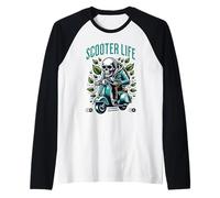 Vintage Skeleton Scooter Life Due Ruote Scooter Rider Ciclomotore Maglia con Maniche Raglan