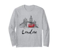 Vintage Sketch Hand Drawn London T Shirt, London Landmarks Maglia a Manica